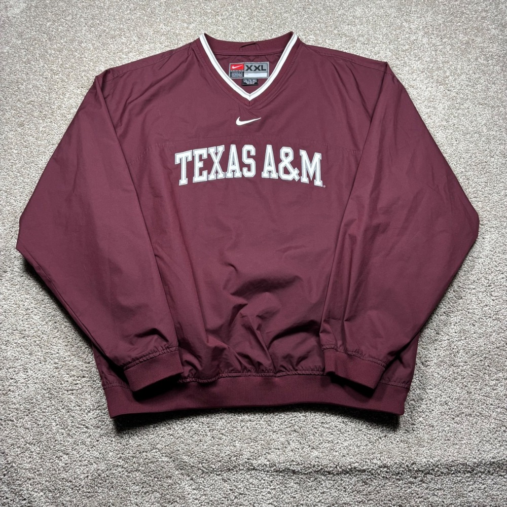 Nike Team Texas A&M Center Swoosh Windbreaker Pullover Maroon XXL F5BLM 12307X